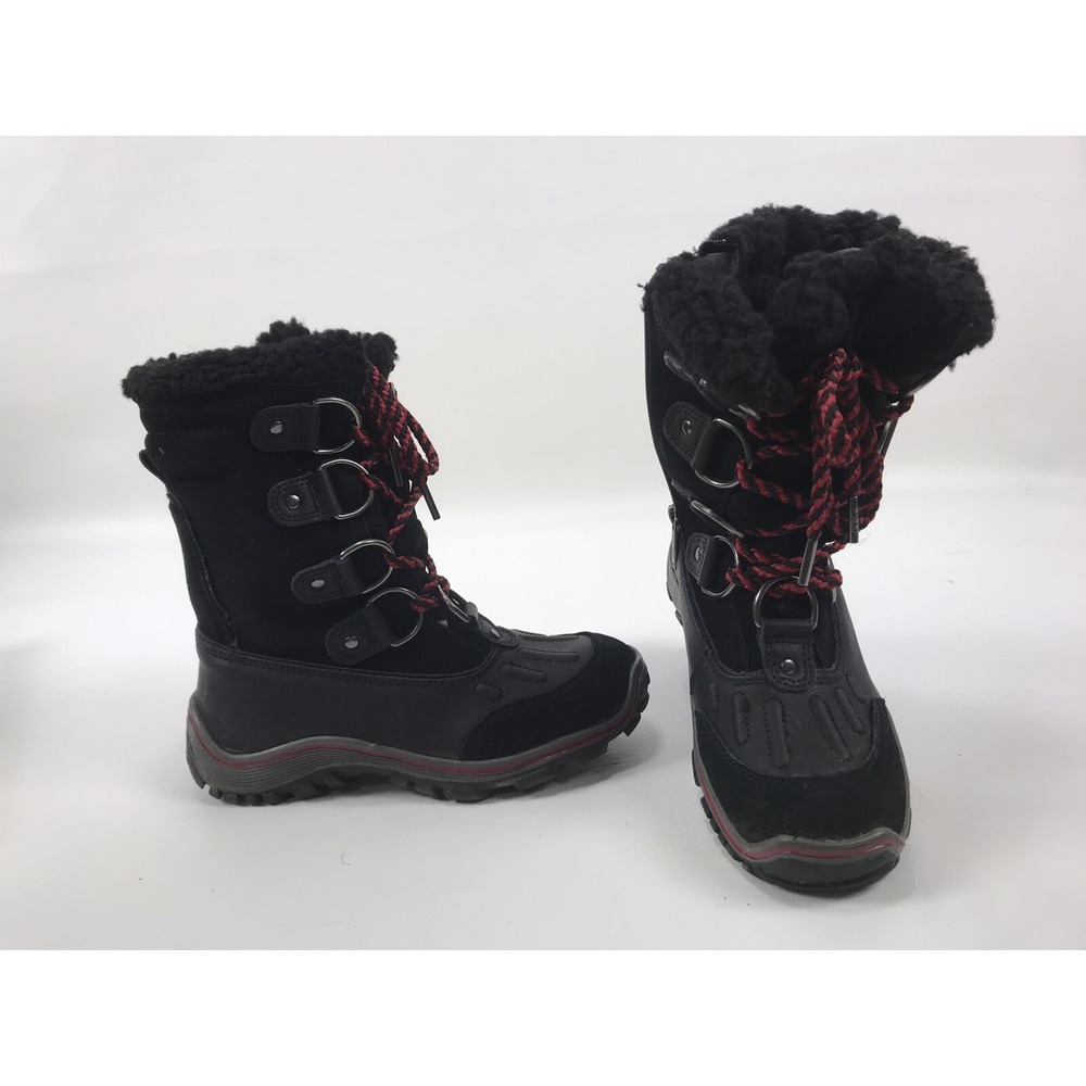 Pajar Black Fur Lined Winter Snow Waterproof Boots Womens US 6.5 EUR 37 Side Zip